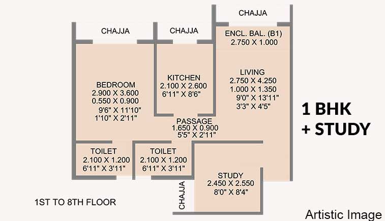 1.5 bhk flat Floor Plans