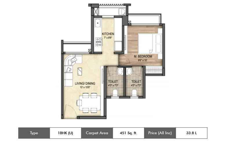runwal my city floor plan 1 BHK