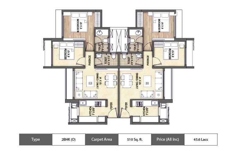 runwal my city floor plan 2 BHK
